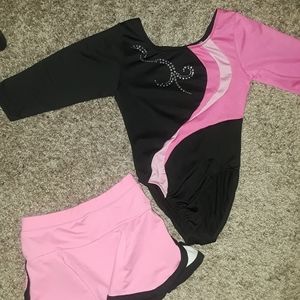 Girls leotard and skirt. Pink and black